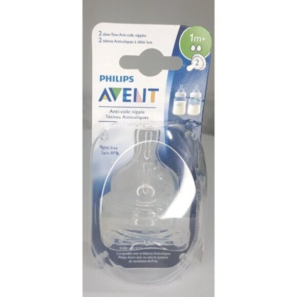 🛍 NWT Philips Avent Anti Colic Nipples 1M + Slow Flow, 2 Nipples - Picture 7 of 9